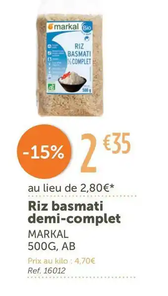 L'Eau Vive Markal riz basmati demi-complet offre