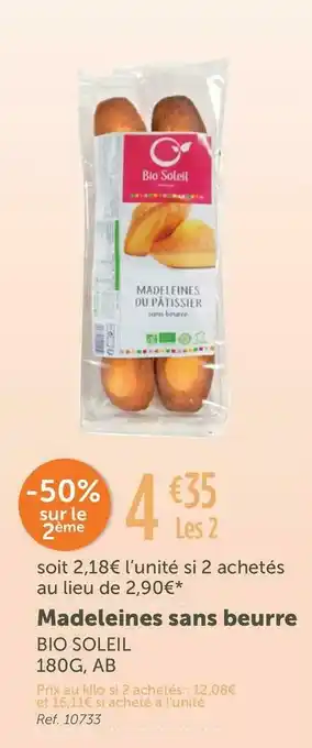L'Eau Vive Bio soleil madeleines sans beurre offre