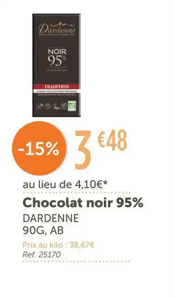 L'Eau Vive Dardenne chocolat noir 95% offre