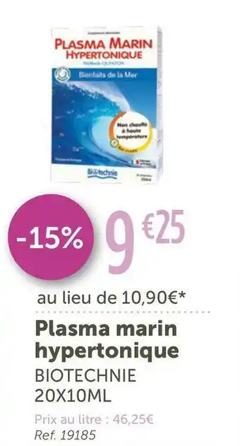 Biotechnie plasma marin hypertonique