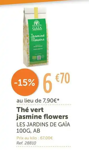 L'Eau Vive Les jardins de gaïa thé vert jasmine flowers offre