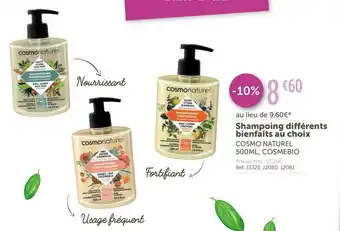 Cosmebio shampoing différents bienfaits au choix