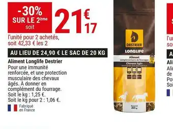 Gamm vert Destrier aliment longlife offre