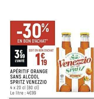Petit Casino Venezzio apéritif orange sans alcool spritz offre