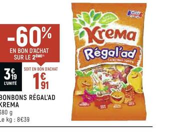 Petit Casino Krema bonbons régal’ad offre