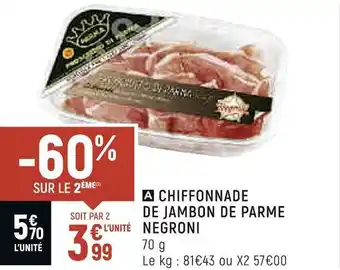 Negroni chiffonnade de jambon de parme