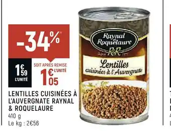 Petit Casino Raynal & roquelaure lentilles cuisinées à l’auvergnate offre