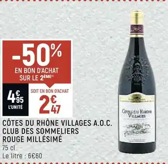 Club des sommeliers côtes du rhône villages a.o.c. rouge millésimé