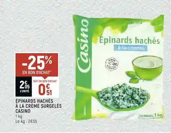 Spar Casino épinards hachés à la crème surgelés offre