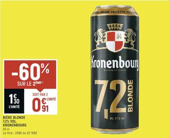 Spar Kronenbourg bière blonde 7,2% vol. offre