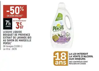 Spar Persil lessive liquide bouquet de provence extrait de lavande bio au savon de marseille* offre