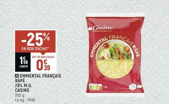 Spar Casino emmental français râpé 29% m.g. offre