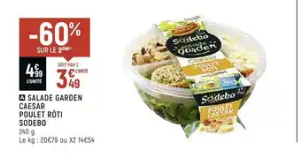 Sodebo salade garden caesar poulet rôti