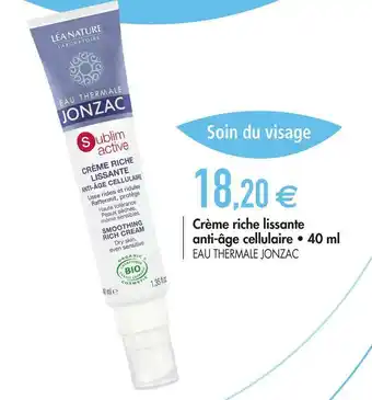 Eau thermale jonzac crème riche lissante anti-âge cellulaire