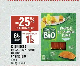 Spar Casino émincés de saumon fumé nature bio offre