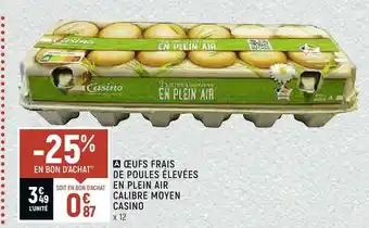 Spar Casino œufs frais de poules élevées en plein air calibre moyen offre