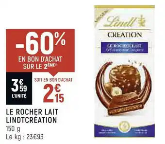 Spar Lindt le rocher lait création offre