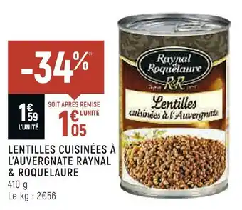 Raynal roquelaure lentilles cuisinées à l’auvergnate