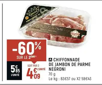Spar Negroni chiffonnade de jambon de parme offre