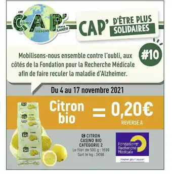 Spar Casino citron bio offre