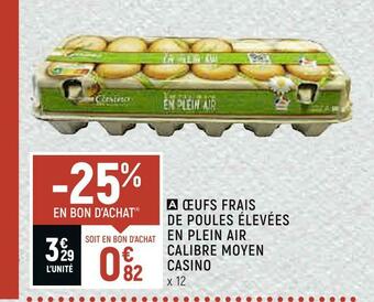 Vival Casino œufs frais de poules élevées en plein air calibre moyen offre