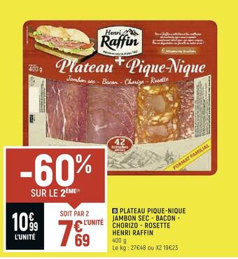 Vival Raffin plateau pique-nique jambon sec - bacon - chorizo - rosette offre