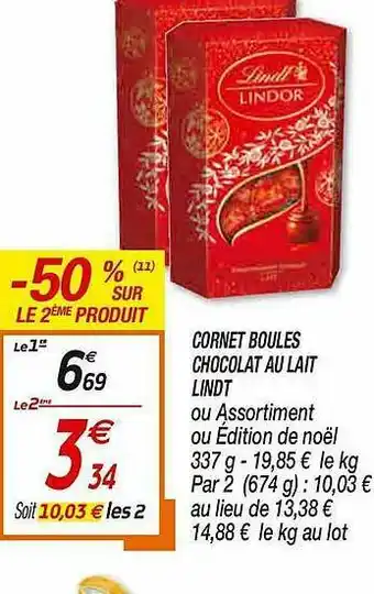 Netto Cornet Boules Chocolat Au Lait Lindt offre