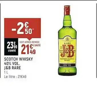 Spar Scotch Whisky 40% Vol. J&b Rare offre