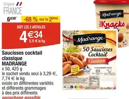 Cora x Carrefour MADRANGE Saucisses cocktail classique offre