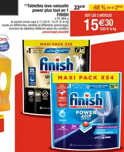 Cora x Carrefour FINISH (1)Tablettes lave-vaisselle power plus tout en 1 offre