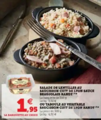 U Express Salade de lentilles au saucisson cuit de lyon sauce reaujolais randy offre