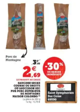 U Express Saucisse seche courre ou droite ou saucisson sec offre