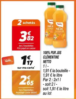 Netto NETTO 100% PUR JUS CLÉMENTINE offre