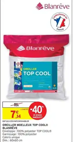 Intermarché BLANRÊVE OREILLER MOELLEUX TOP COOL offre