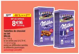 Migros Tablettes de chocolat au lait MILKA offre