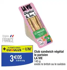 Migros Club sandwich végétal le parisien LA VIE 145 g offre