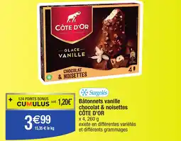 Migros Bâtonnets vanille chocolat & noisettes CÔTE D'OR offre