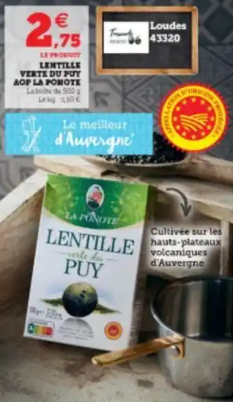 Lentille verte du puy aop la ponote