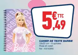 CAHIER DE TEXTE BARBIE