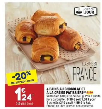 ALDI 4 Pains au chocolat et à la crème pâtissière offre