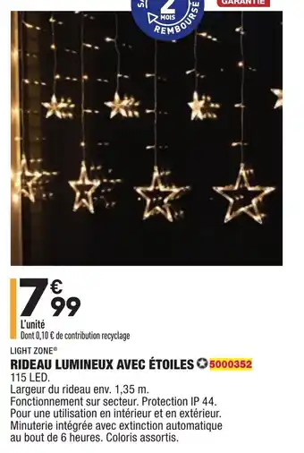 Rideau lumineux avec étoiles