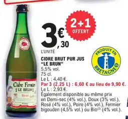 E.Leclerc CIDRE BRUT PUR JUS "LE BRUN" offre