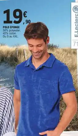 E.Leclerc POLO ÉPONGE 58% polyester, 42% coton. Du S au XXL. offre