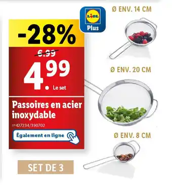 Lidl Passoires en acier inoxydable offre