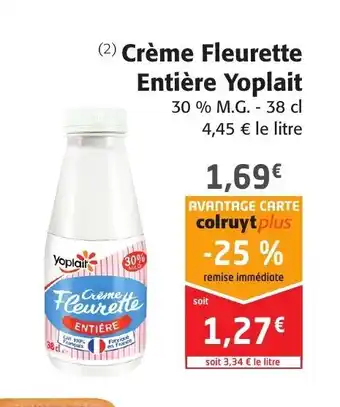 Colruyt Crème Fleurette Entière Yoplait offre