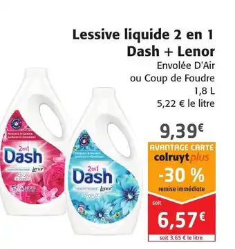 Colruyt Lessive Liquide 2 en 1 Dash + Lenor offre