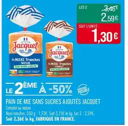 Match JACQUET PAIN DE MIE SANS SUCRES AJOUTÉS offre