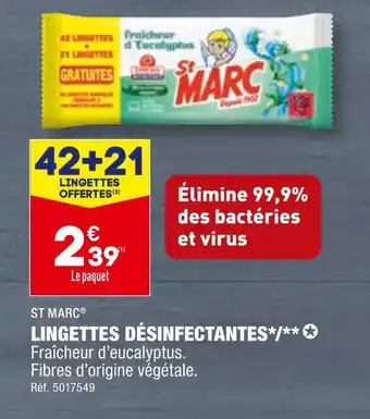 ALDI ST MARC LINGETTES DÉSINFECTANTES offre