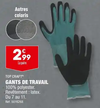 ALDI TOP CRAFT GANTS DE TRAVAIL offre