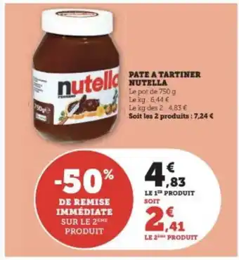 Super U PATE A TARTINER NUTELLA offre